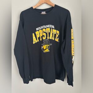 Appalachian State Mountaineers Long Sleeve Black T-Shirt, Size Large